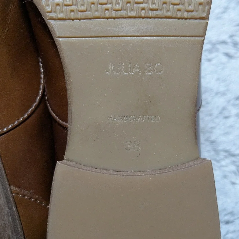 NEW Julia Bo Brown Oxfords Leather Laceless Slip On Size 38 US 7.5 8